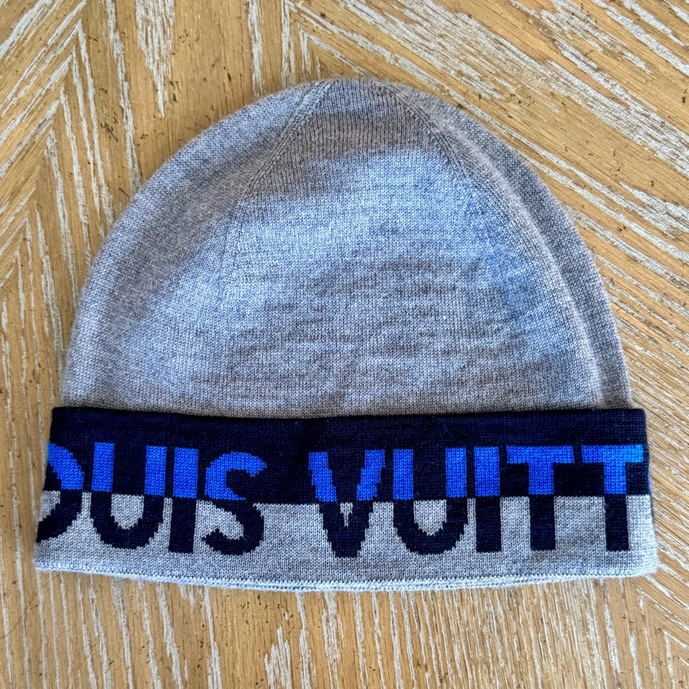 Louis Vuitton Light Gray and Dark Blue Beanie